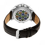 Heritor Automatic Aura Mens Vitreous Enamel Dial Leather-Silver Watches