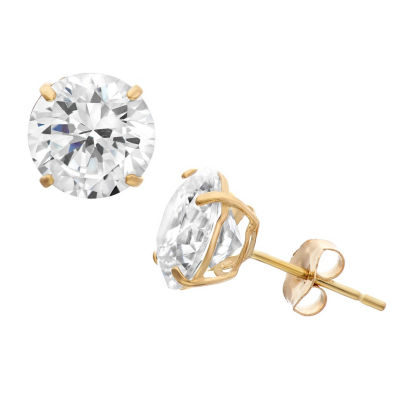 1 1/2 CT. T.W. White Zirconia 14K Gold 8mm Round Stud Earrings