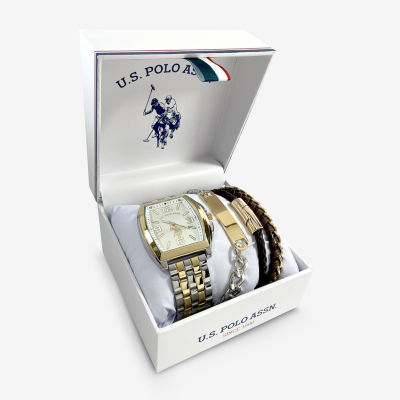 U.S. Polo Assn. Mens Two Tone 4-pc. Watch Boxed Set Usc20239jc