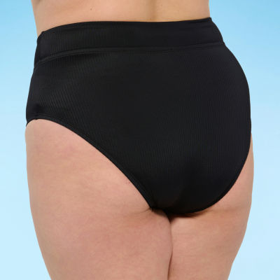 Decree Ribbed Womens Stretch Fabric Textured High Waist Bikini Swimsuit Bottom Juniors Plus