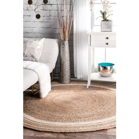 NuLoom Braided Rikki Border Jute Rug, One Size, White