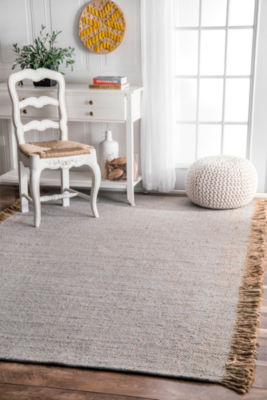 nuLoom Flatweave Solid Tassel Amalia Rug, Color Grey JCPenney