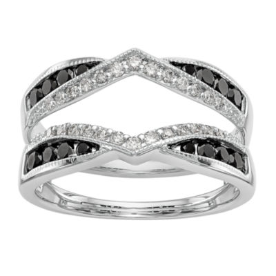 Womens 3/4 CT. T.W. Natural Black Diamond 14K White Gold Wedding Ring