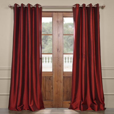 Exclusive Fabrics & Furnishing Faux Silk Taffeta Grommet Top Energy Saving Blackout Single Curtain Panel