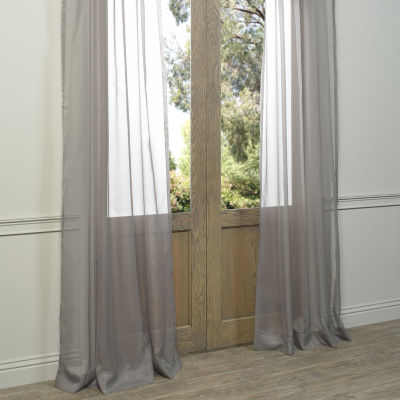 Exclusive Fabrics & Furnishing Solid Sheer Rod Pocket Set of 2 Curtain Panel