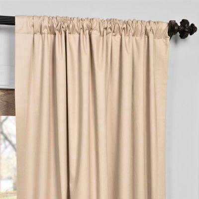 Exclusive Fabrics & Furnishing Solid 100% Cotton Rod Pocket Back Tab Energy Saving 100% Blackout Single Curtain Panel