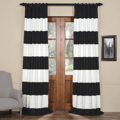 Exclusive Fabrics & Furnishing Horizontal Stripe 100% Cotton Rod Pocket Back Tab Energy Saving Light-Filtering Single Curtain Panel