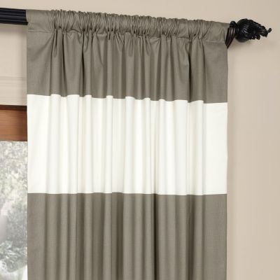 Exclusive Fabrics & Furnishing Horizontal Stripe 100% Cotton Rod Pocket Back Tab Energy Saving Light-Filtering Single Curtain Panel