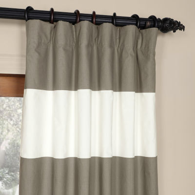 Exclusive Fabrics & Furnishing Horizontal Stripe 100% Cotton Rod Pocket Back Tab Energy Saving Light-Filtering Single Curtain Panel