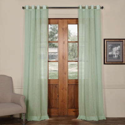 Exclusive Fabrics & Furnishing Faux Linen Grommet Top Sheer Single Curtain Panel