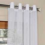 Exclusive Fabrics & Furnishing Faux Linen Sheer Grommet Top Single Curtain Panel