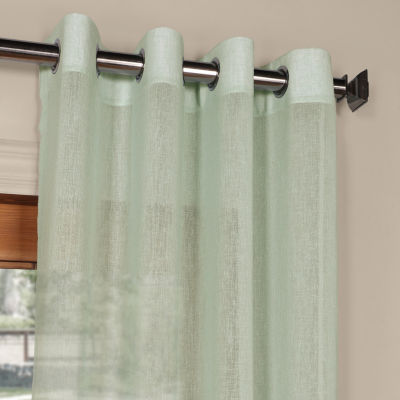 Exclusive Fabrics & Furnishing Faux Linen Grommet Top Sheer Single Curtain Panel