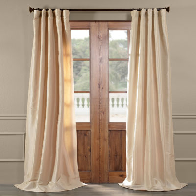 Exclusive Fabrics & Furnishing Faux Silk Taffeta Rod Pocket Energy Saving Light-Filtering Single Curtain Panel