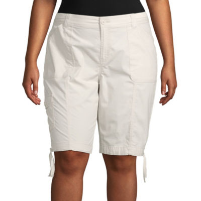 St. John's Bay Womens Mid Rise Bermuda ShortPlus, Color Moonbeam