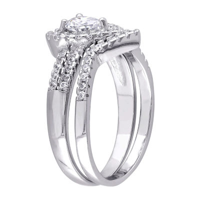 Womens 1 1/3 CT. Cubic Zirconia Sterling Silver Heart Bridal Set