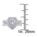 Womens 1 1/3 CT. T.W. White Cubic Zirconia Sterling Silver Heart Bridal Set