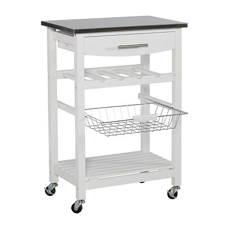 Clarke Kitchen Cart, One Size, White