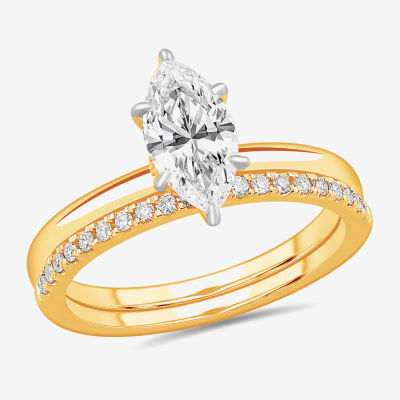 Womens 1 1/4 CT. T.W. Lab Grown White Diamond 14K White Gold Marquise Solitaire Bridal Set