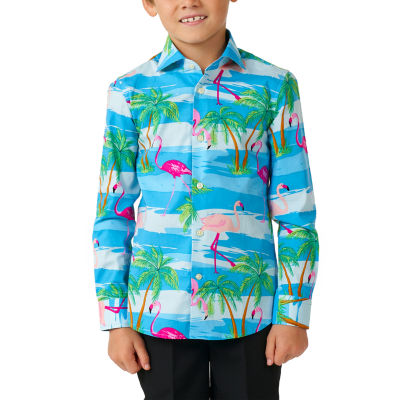 Opposuits Flamingo Little Boys Spread Collar Long Sleeve Dress Shirt