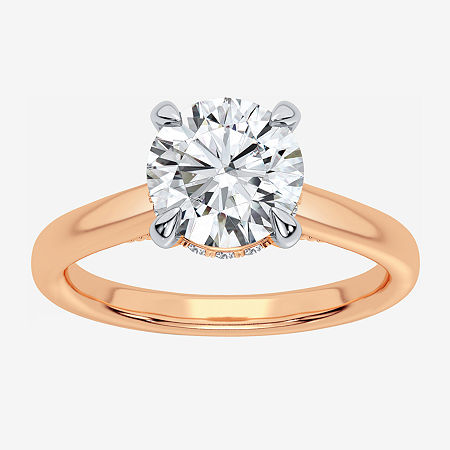 (G-H / Si1-Si2) Womens 1 1/7 CT. T.W. Lab Grown White Diamond 14K Rose Gold Round Solitaire Engagement Ring, 7, Rose