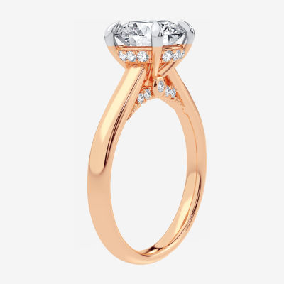 (G-H / Si1-Si2) Womens 1 1/7 CT. T.W. Lab Grown White Diamond 14K Rose Gold Round Solitaire Engagement Ring