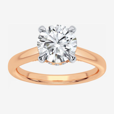 (G-H / Si1-Si2) Womens 3 1/4 CT. T.W. Lab Grown White Diamond 14K Rose Gold Round Solitaire Engagement Ring