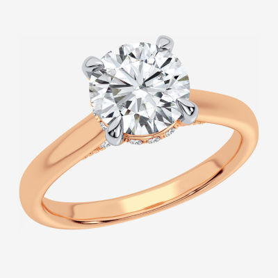 (G-H / Si1-Si2) Womens 3 1/4 CT. T.W. Lab Grown White Diamond 14K Rose Gold Round Solitaire Engagement Ring