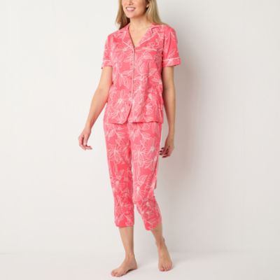 Liz Claiborne Womens 2-pc. Short Sleeve Capri Pajama Set