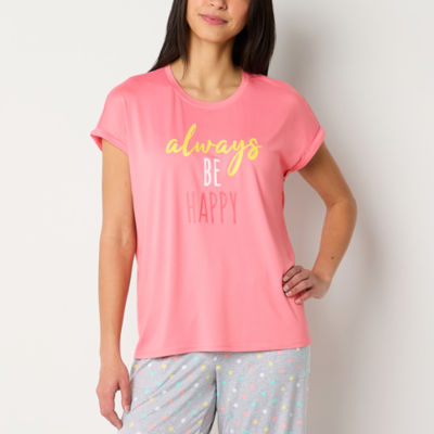 Sleep Chic Womens Short Sleeve Scoop Neck Pajama Top