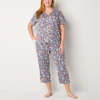 Liz Claiborne Womens Plus 2-pc. Short Sleeve Capri Pajama Set