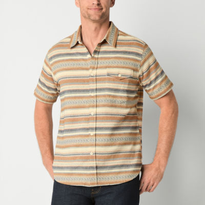 Frye and Co. Mens Regular Fit Short Sleeve Striped Button-Down Shirt