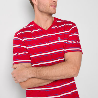 U.S. Polo Assn. Stripe Mens V Neck Short Sleeve T-Shirt