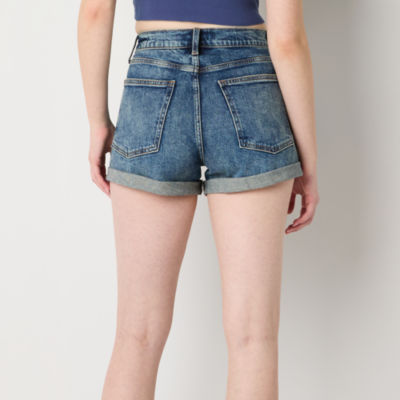 Arizona Womens High Rise Denim Short-Juniors