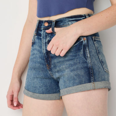 Arizona Womens High Rise Denim Short-Juniors