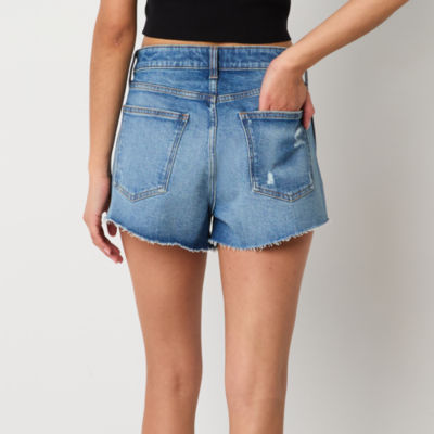 Arizona Womens High Rise Denim Short-Juniors