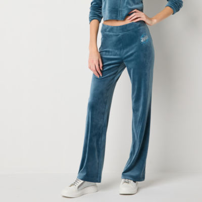 Juicy Couture Velour Wide Leg Track Pant Blue