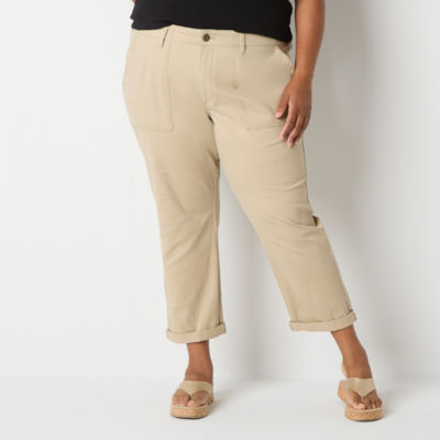 St. John's Bay-Plus Womens Mid Rise Straight Flat Front Pant