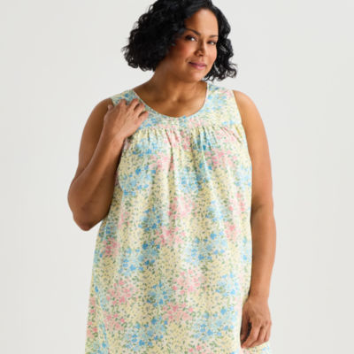 Adonna Womens Poplin Scoop Neck Nightgown