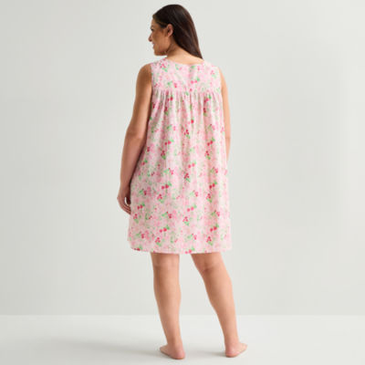 Adonna Womens Poplin Scoop Neck Nightgown