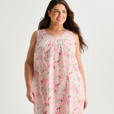 Adonna Womens Poplin Scoop Neck Nightgown