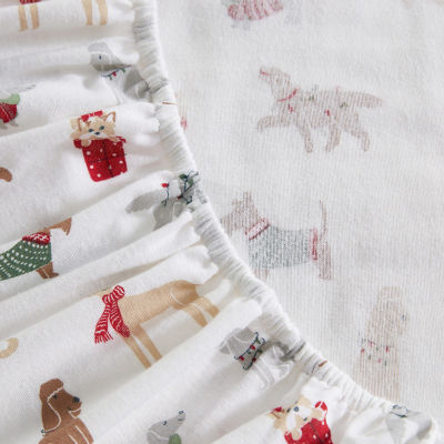 Martha Stewart Holiday Pups Sheet Set