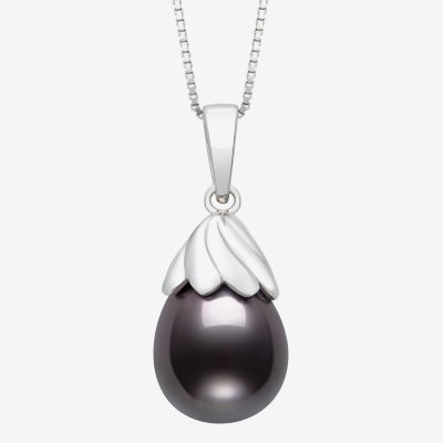 Limited Quantities! Womens Dyed Black Cultured Freshwater Pearl Sterling Silver 18 Inch Pendant Necklace