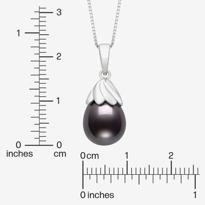 Limited Quantities! Womens Dyed Black Cultured Freshwater Pearl Sterling Silver 18 Inch Pendant Necklace
