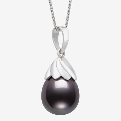 Limited Quantities! Womens Dyed Black Cultured Freshwater Pearl Sterling Silver 18 Inch Pendant Necklace