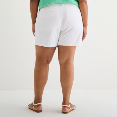 St. John's Bay Womens 6" Mid Rise Plus Chino Short