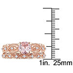 Genuine Morganite & 1/4 CT. T.W. Diamond 10K Rose Gold Bridal Set