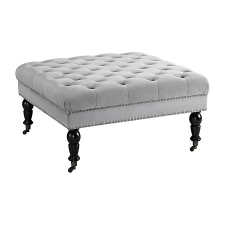 Isabelle Square Tufted Ottoman, One Size, Gray