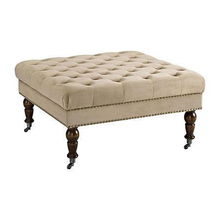 Isabelle Square Tufted Ottoman, One Size, White