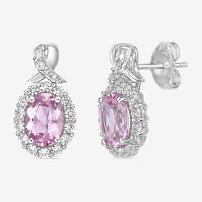 Lab Created Pink Sapphire Sterling Silver 15mm Stud Earrings