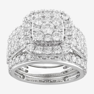 (G-H / Si2) Womens 3 CT. T.W. Lab Grown White Diamond 10K White Gold ...